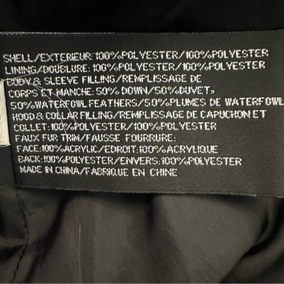 DKNY Black Long Down Puffer Coat Fur Trim Hood Hooded Winter Parka Sz Small - Picture 14 of 16